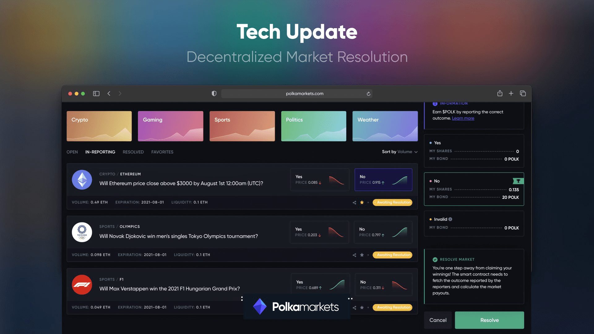 Polkamarkets Decentralized Event Resolution