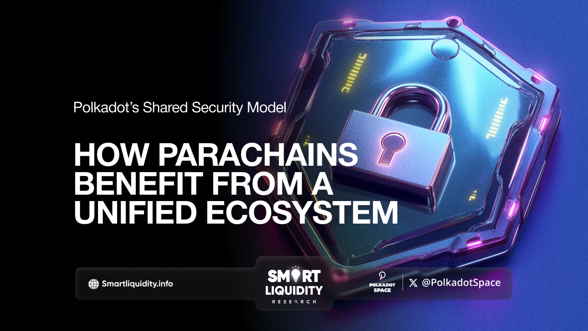 Illustration of Polkadot’s shared security model benefiting parachains within a unified blockchain ecosystem.