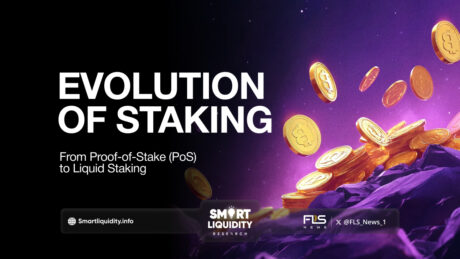Illustration showing the evolution of staking from Proof-of-Stake (PoS) to liquid staking and restaking in blockchain technology.