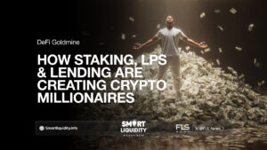 DeFi dashboard showing staking LPs and lending rewards growing rapidly