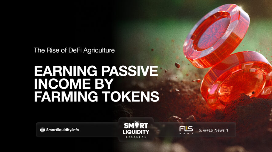 Illustration showing yield farming on a decentralized finance protocol using crypto tokens